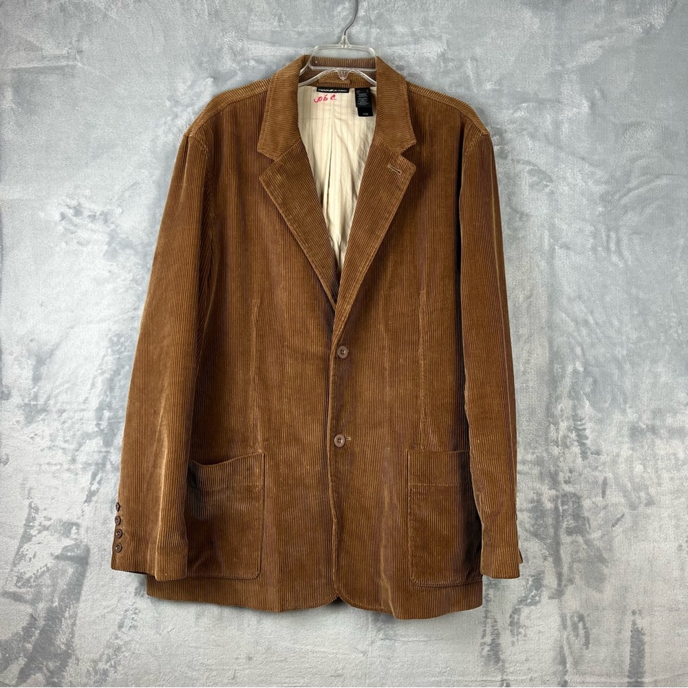 DKNY Jeans Brown Corduroy Jacket Sz Large Single Breasted Goblincore Grunge
